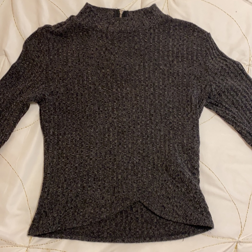 Dark grey ribbed turtleneck